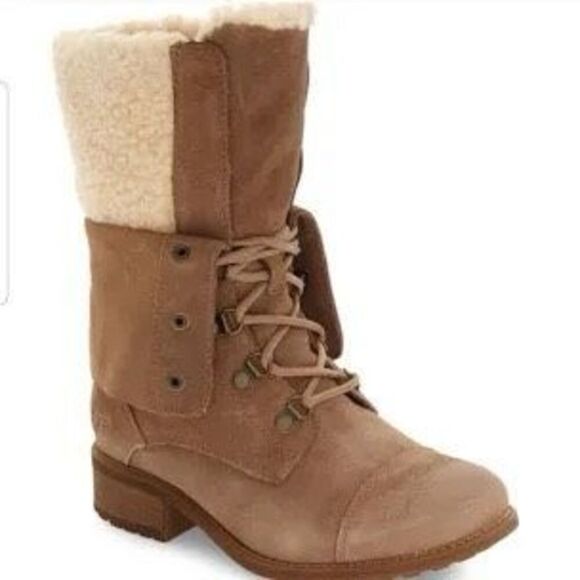 UGG Australia Gradin Water Resistant Chestnut Suede‎ Wool Lined Boots 8 - Picture 2 of 14